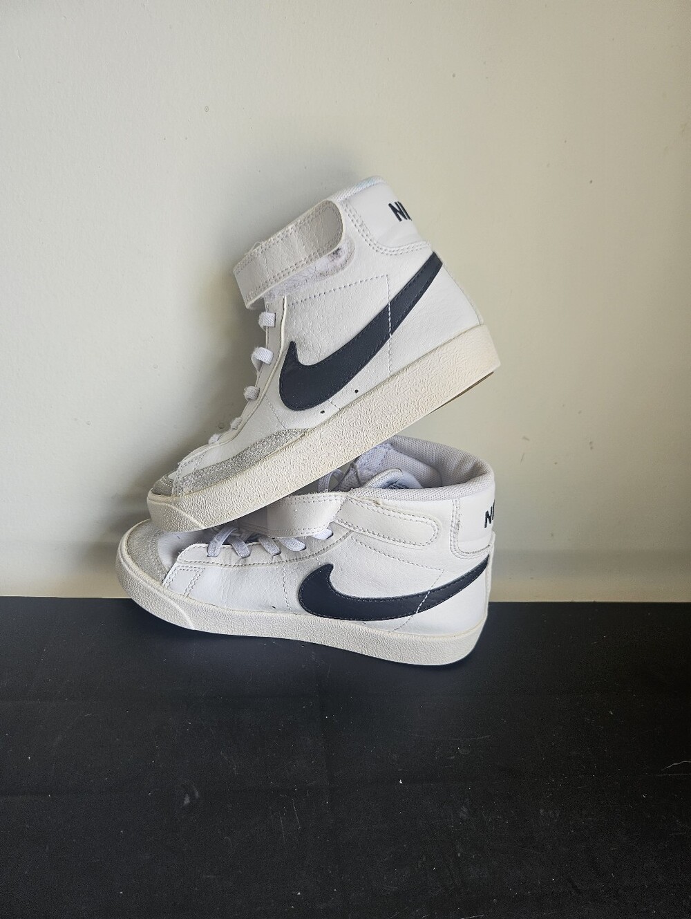 Nike Kids' White High-Top Sneakers with Black Swoosh
